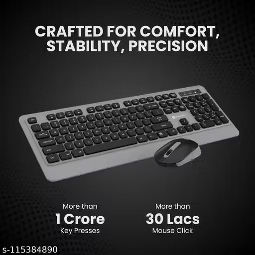 Portronics Key5 Combo Multimedia Wireless Keyboard & Mouse Set/Combo, 2.4 GHz Wireless, Noiseless Keys(Grey)