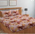 Super Soft Glace Cotton All Round Elastic Fitted Double Bed Bedsheet with 2 Pillow Covers-72x78x8 Inches-fiteed_Double