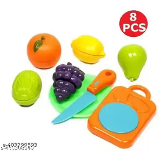 Toys Total 8 Pics ( 5 Fruits ) Plus Board and Knife Fruit Playset for Kids Kids’ 8-Piece Fruit Cutting Toy
