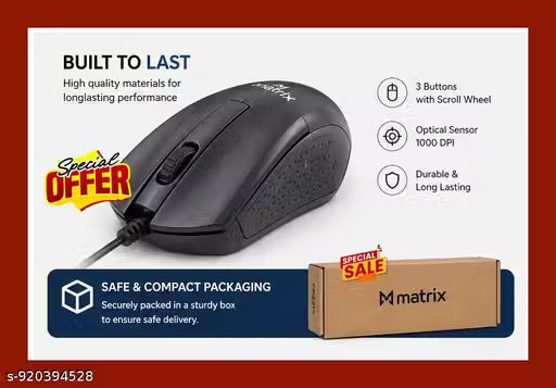 Wired USB Optical Mouse | Mouse under 300 | Plug & Play | Ergonomic Design