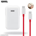 Kenviq 65W Supervooc Charger with red type c cable, Auto - P-ower Off, Safe - Charging (Super-Vooc Fast Charge)
