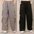 High-Waisted Polyester Pants for Women – Comfortable, Breathable & Easy Care(combo set of 2 pis)