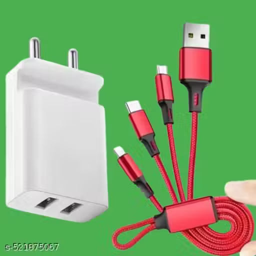Mobile Chargers 3.4 AMP with 3 in 1 cable Micro Type C type and IOS included in one cable