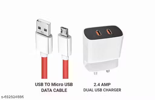 Dual USB Mobile Charger 2.4A Fast Charging Adapter with Micro USB Cable for All Android Phones
