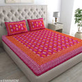 Rajasthani Jaipuri printed cotton, pure cotton, 144 thread count Double Bedsheet with 2pillow covers