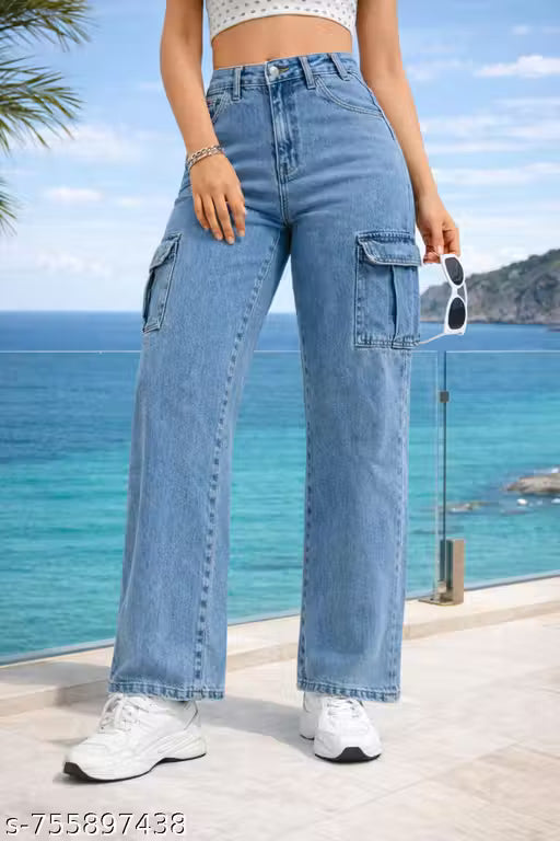 Six pocket designer straight women comfortable jean