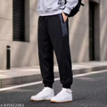 Men’s Poly Stretch Joggers with Contrast Pleated Panel | Regular-Fit Track Pants with Elastic Cuffs | Elastic Waist with Drawcord, Side & Back Pockets | Casual Lowers for Men