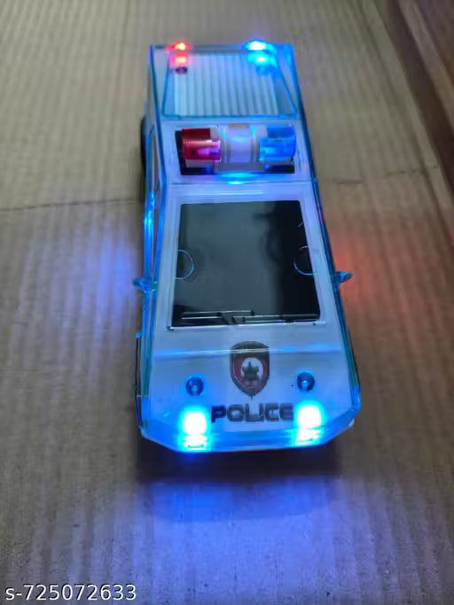 Tesla Police Car with Lights and Sound | Pull Back Vehicles | Friction Power Toy | Trucks for 3+ Years Old Kids Boys Girls | Multicolor | (Police Car)
