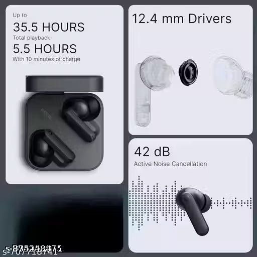 Cmf Buds 2 48 Db Hybrid Anc, 13mm Driver Ultra Bass Technology 2.0, 55 Hrs Playtime Bluetooth v5.2 | True Wireless Earbuds with Deep Bass, Clear Sound & Long Battery Life (Black)