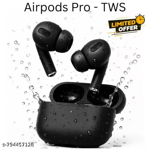 Wireless Earpods Black Airbuds Pro BT Bluetooth Earbuds With Mic Stereo Bass Sound Waterproof IPX5 Charging Case
