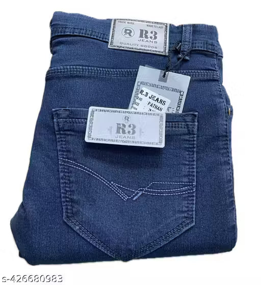 "Men's Full Length Straight Fit Cotton Jeans – Comfortable, Durable Denim for Casual and Regular Wear"