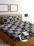 Super Soft Glace Cotton Attractive King Queen Single Cotton Feel All Round Elastic Fitted Double Bed Bedsheet with 2 Pillow Covers-72x78x8