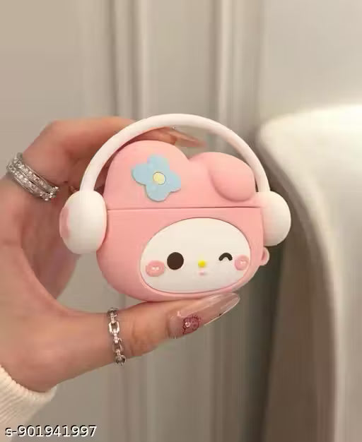 Cute Cartoon Girl Silicone AirPods Pro 2 Case with Headband Design | Shockproof Earbuds Cover with Keychain