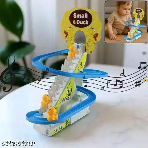 Small Duck | Duck Track Toys for Kids - Small Ducks Stair Climbing Toys for Kids, Escalator Toy with Lights and Music - 3 Duck Included - Duck Track Yellow