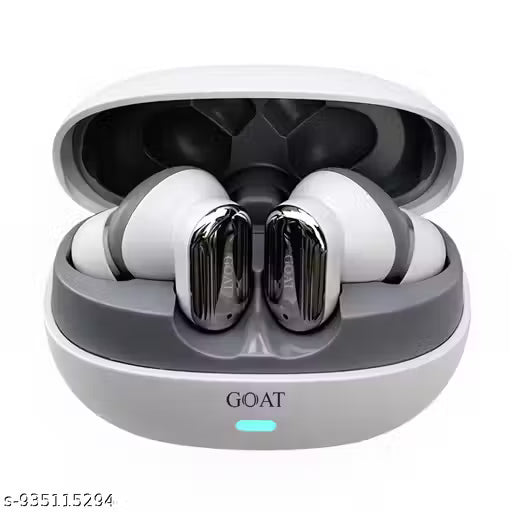 GOAT TARANGA True Wireless Earbuds with Bluetooth 6.0, 40H Playtime, Deep Bass & IPX5 Waterproof - WHITE