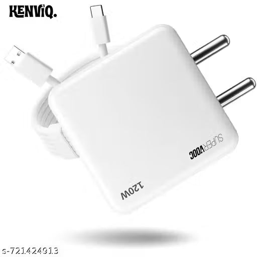120W Dash SuperVOOC Charger Adapter | Rapid Charging | Durable Type-C to A Cable | White