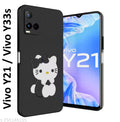 Rock Zone Back Cover for Vivo Y21 2021 / Vivo Y33s | Cute 3D Cartoon Kitty Soft Silicone Protective Back Cover Case (Black)