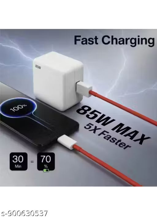 SuperVooc| Dart| Warp 85 Watt 6 A Wall Fast Charging Mobile Charger With Detachable Cable (Red, Cable Included)