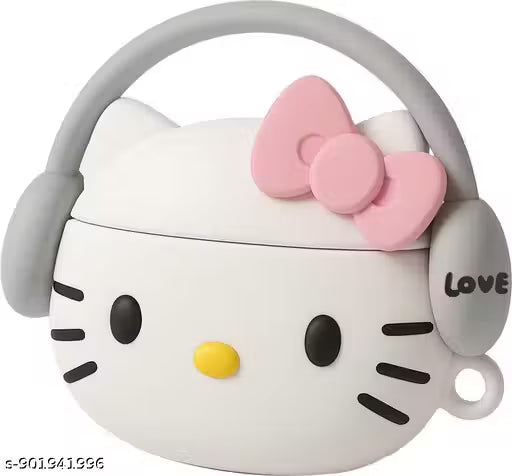 Cute Cartoon Girl Silicone AirPods Pro 2 Case with Headband Design | Soft Protective Cover with Keychain