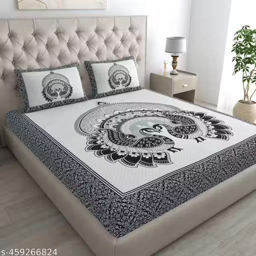 Jaipuri Cotton Double Bedsheet With 2 Pillow Cover