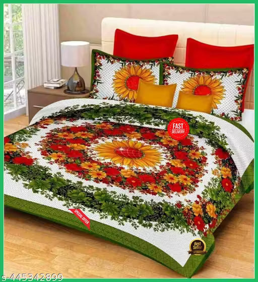 RAJASTHANI 100% JAIPURI COTTON DOUBLE BEDSHEET WITH 2 PILLOW COVER