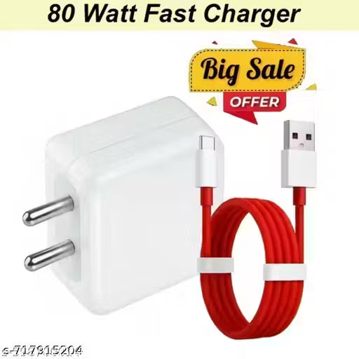 80 Watt SuperVOOC 6 A Wall Charger for Mobile with Detachable Cable (Compatible For All Smartphones