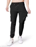 Men's Black Color Full Length Trendy Khaki Cargo Track Under 300 Slim Fit