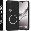 EDGEKART Silicone Magsafe print back cover For Vivo V50 - Black