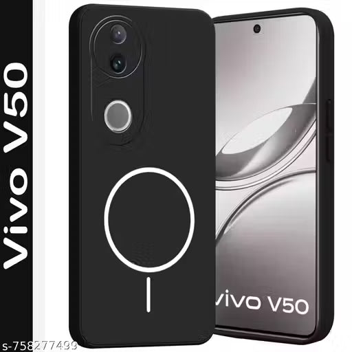 EDGEKART Silicone Magsafe print back cover For Vivo V50 - Black