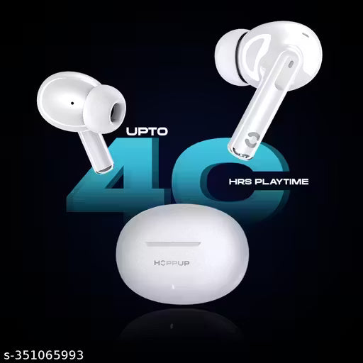 Hoppup AirDoze S40 Earbuds with 13MM Drivers, 40H Playtime, Rage Mode,ENC & Type-C Bluetooth Headset (White, True Wireless)
