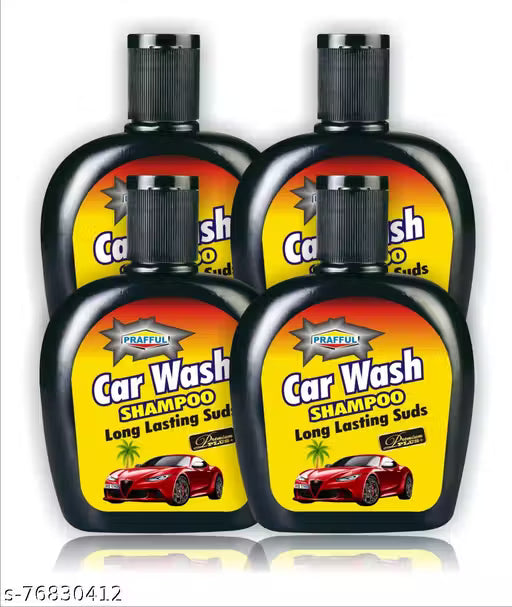 Prafful Car Wash Shampoos Cleaning with Shining Interior and Exterior 140 ml Pack of 4 (with Lemon fragrance )