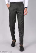 Elegant Men's Dark Green Blue Regular Fit Cotton Blend Ravishing Unique Formal Designer Trouser Pant