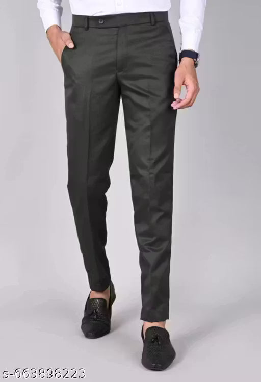 Elegant Men's Dark Green Blue Regular Fit Cotton Blend Ravishing Unique Formal Designer Trouser Pant