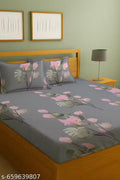 Glace-Cotton Bedsheet For Single/Double Bed With Pillow Cover