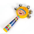 Baby musical toy/Kids wooden jingle bell/Handheld baby rattle/Colorful wooden toy/Toddler rattle with bells/Baby early learning toy/Cartoon face rattle/Wooden baby shaker Toy