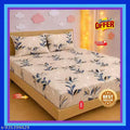 Fitted (Elastic) Cotton Double Bedsheet With 2 Pillow Covers