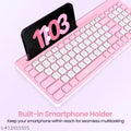 Portronics Bubble Square Wireless Keyboard with Bluetooth + 2.4 GHz USB Receiver (Dual Connectivity), Pair 3 Devices Max, Multimedia Hotkeys, for Laptop, PC, Smartphone, Tablet (Pink)