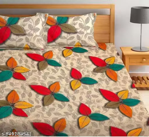 Glace-Cotton Bedsheets For Single/Double Bed With Pillow Covers