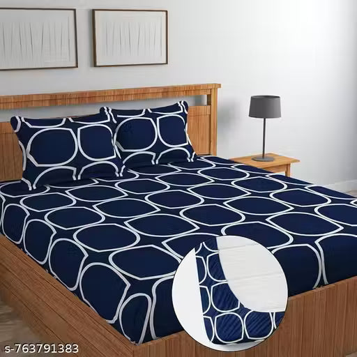 Bedsheet Make a Sanjay sons enterprises Cotton Elastic All Around Fitted King Size Double Bed Bedsheet with 2 Pillow Covers