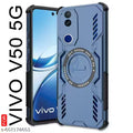AESTMO Back Case Cover for Vivo V50 5G | Magnetic Case with Built-in Metal Ring | Supports MagSafe Charger, Wallet & Car Mount | ShockProof Hybrid (PC + TPU, Blue)