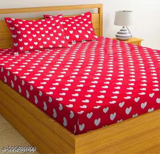GLACE COTTON DOUBLE BED BEDSHEET PACK OF 1 WITH 2 PILLOW COVERS