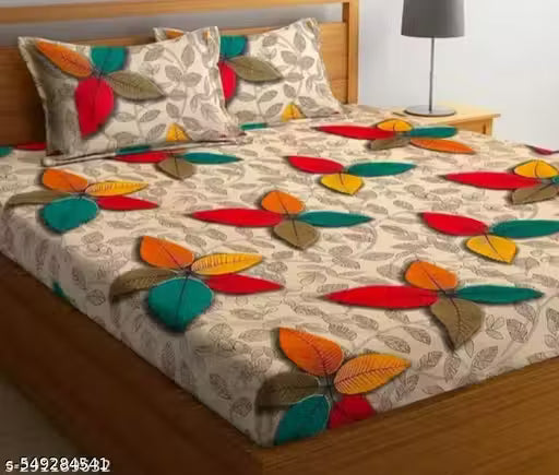 Glace-Cotton Bedsheets For Single/Double Bed With Pillow Covers