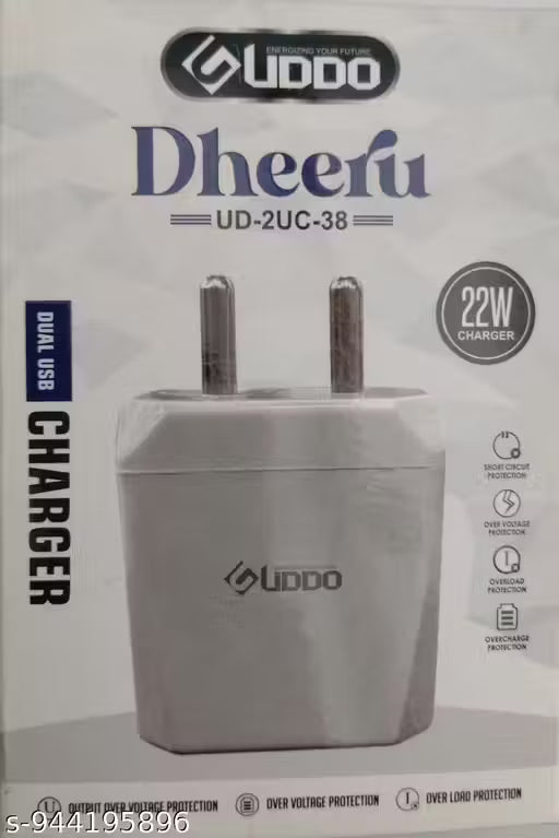 MOBILE CHARGER UDDO DHEERU UDD 2UC 38 DUAL USB CHARGER V8