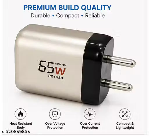 65W Fast Charger Dual USB Type C Mobile Charger Adapter for Smartphones