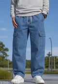 Kids Boys Relaxed Fit Drawstring Jeans – Soft Denim 6 pocket, Adjustable Waist