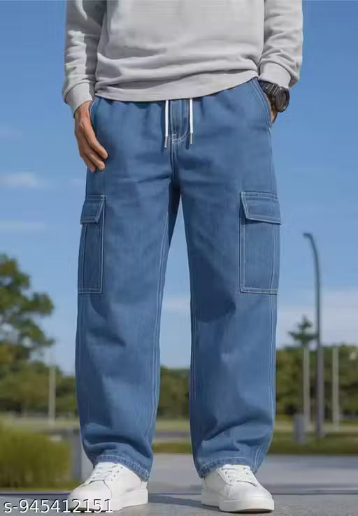 Kids Boys Relaxed Fit Drawstring Jeans – Soft Denim 6 pocket, Adjustable Waist