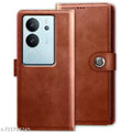 ROFIX STAR Flip Cover for V IVO V29 |Vegan PU Leather |Tich Button Magnetic Closure (Brown, Dual Protection)