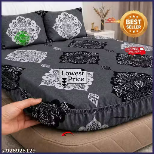 Fitted elastic bedsheets With 2 Pillow Covers