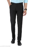 USQUARE Black Slim Fit Formal Trousers for Men