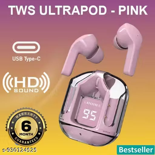 Wireless TWS Bluetooth UltraPod (pink) | High-Quality Sound | Long Battery Life | Touch Control Ear buds | Comfortable Fit | Bluetooth 5.1 Ear